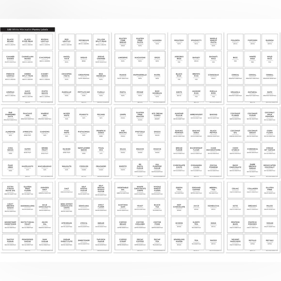 Minimalist Pantry Labels for Food Containers - 179 Food Labels for Organizing - Picture 3 of 4